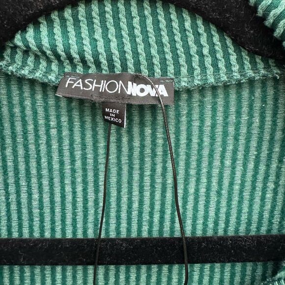 Fashion Nova Women's Green Ribbed V Neck Top Size XS - Picture 4 of 5